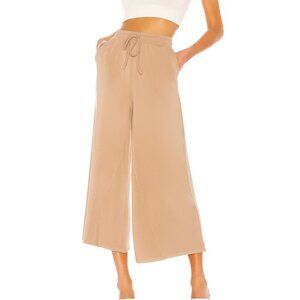 Lovers + Friends Wide Leg Cropped Casual Tan Drawstring Pants Size Small